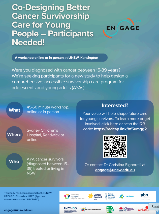 Co-Designing Better Cancer Survivorship Care for Young People – Participants Needed!